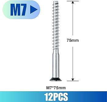 Amazon | 確認ネジ、12個 M7 x 75mm、六角ソケットドライブ皿穴